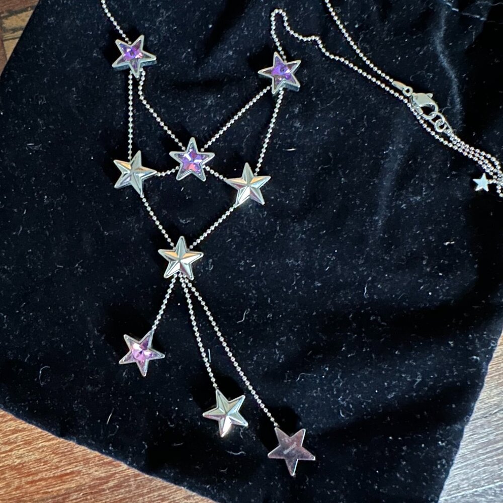 Swatch Bijoux Purple Crystals Star Necklace | Vintage Y2K Jewelry